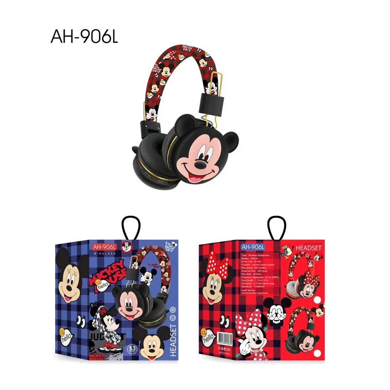 Disney-auriculares inalámbricos con Bluetooth y micrófono para niños, audífonos plegables con sonido HIFI, Mickey y Minnie, regalos de dibujos animados de Anime, novedad - imagen 3