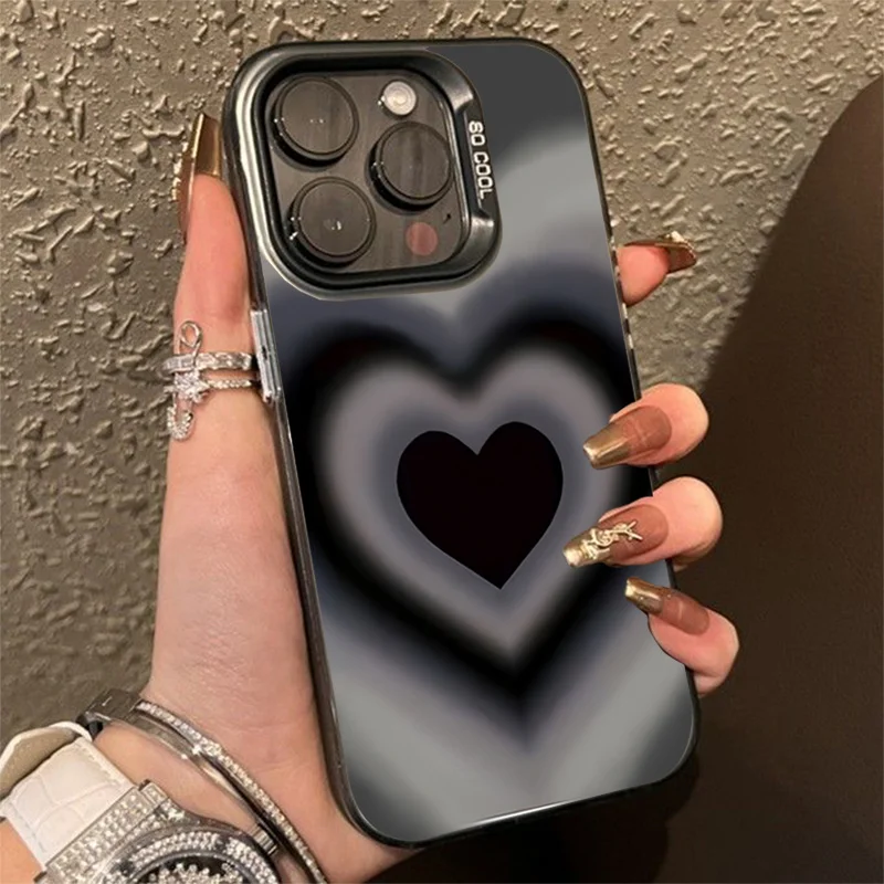 Cool gradiente negro corazón funda para Xiaomi Redmi Note 13 12 11 Pro Plus 4g 5g 12S 11S 10S 13C 4G chapado mate fundas de teléfono