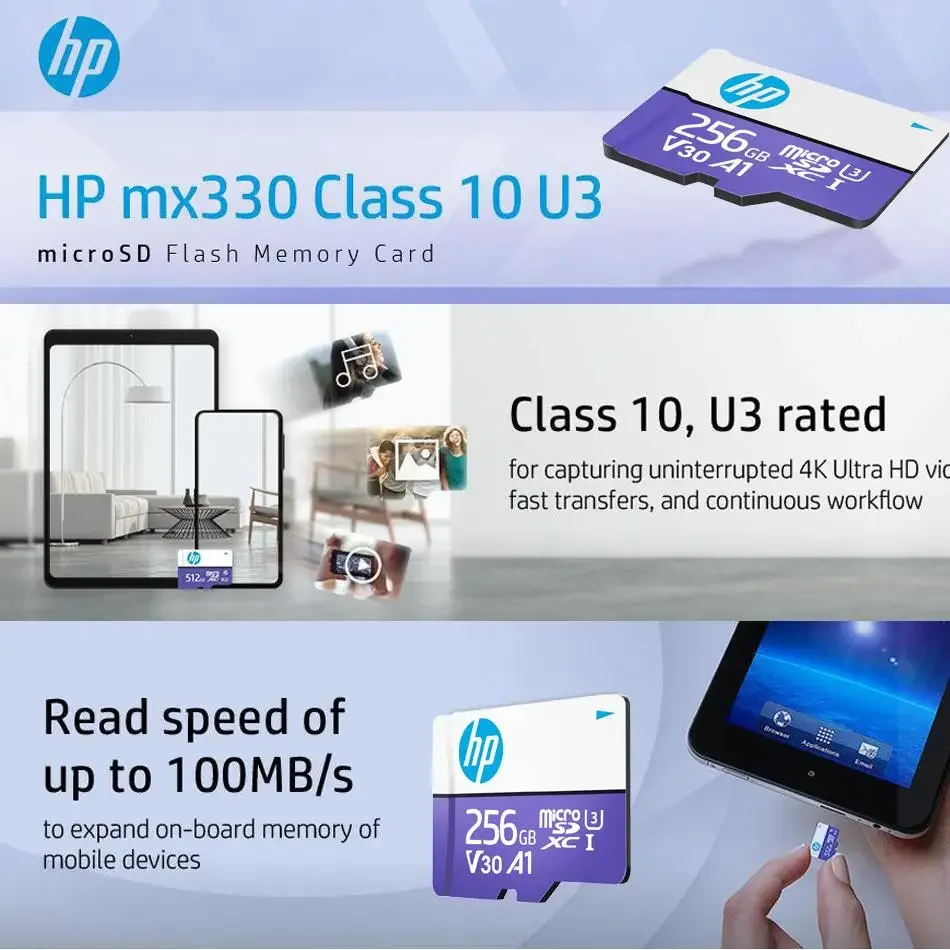 Tarjeta De Memoria HP Micro SD Clase 10 64GB 128GB U3 4K Alta Velocidad Cartao De Memoria Memoria Flash TF Mecard C10 - imagen 5