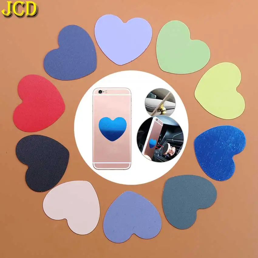 Placa de Metal magnética con forma de corazón para coche, soporte Universal para teléfono móvil, pegatina de disco de hoja de hierro, soporte magnético para IPhone, 2 uds. - imagen 2