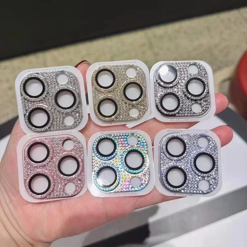 Protector de lente de cámara de cubierta completa con purpurina, película protectora de anillo de lente para IPhone 15 13 12 16 14 Pro Max en IPhone 15 16 - imagen 4