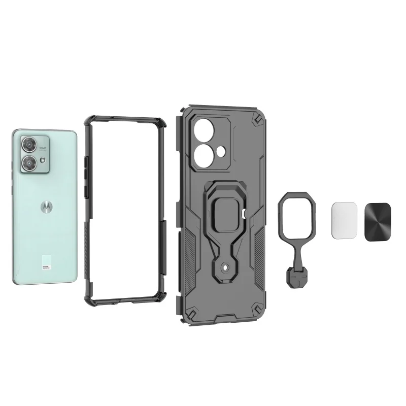 Para Moto Edge 40 Neo funda Motorola Moto Edge 40 Neo Capas nuevo soporte de anillo de Metal de adsorción de atracción magnética a prueba de golpes - imagen 2
