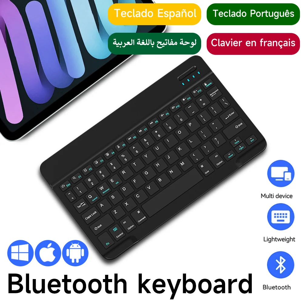 Teclado Bluetooth inalámbrico español para IOS Android Windows Tablet Phone Phone iPad Accesorios Samsung Tab Mouse - imagen 2