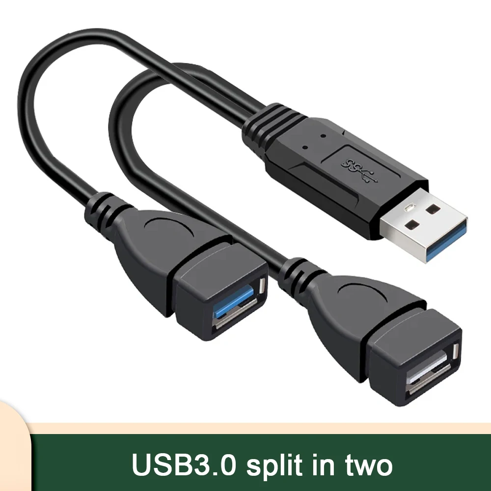 Transferencia y carga de datos de cable doble USB 2,0/3,0 de alta velocidad Compatible con disco duro móvil USB Flash Disk NIC