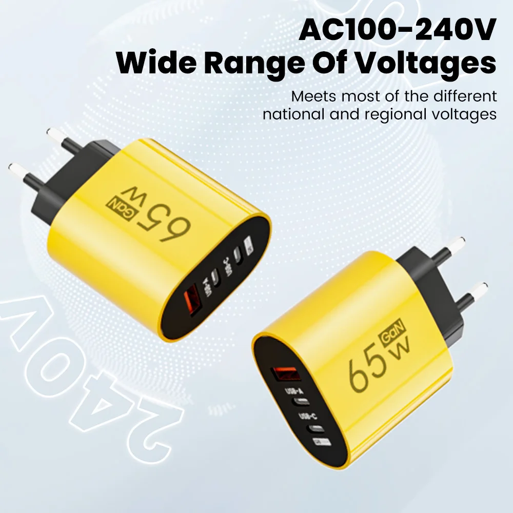 Cargador USB tipo C de 3 puertos 65W PD QC3.0 cargador de pared adaptador de carga rápida para iphone Xiaomi Samsung Huawei cargador USB C - imagen 5