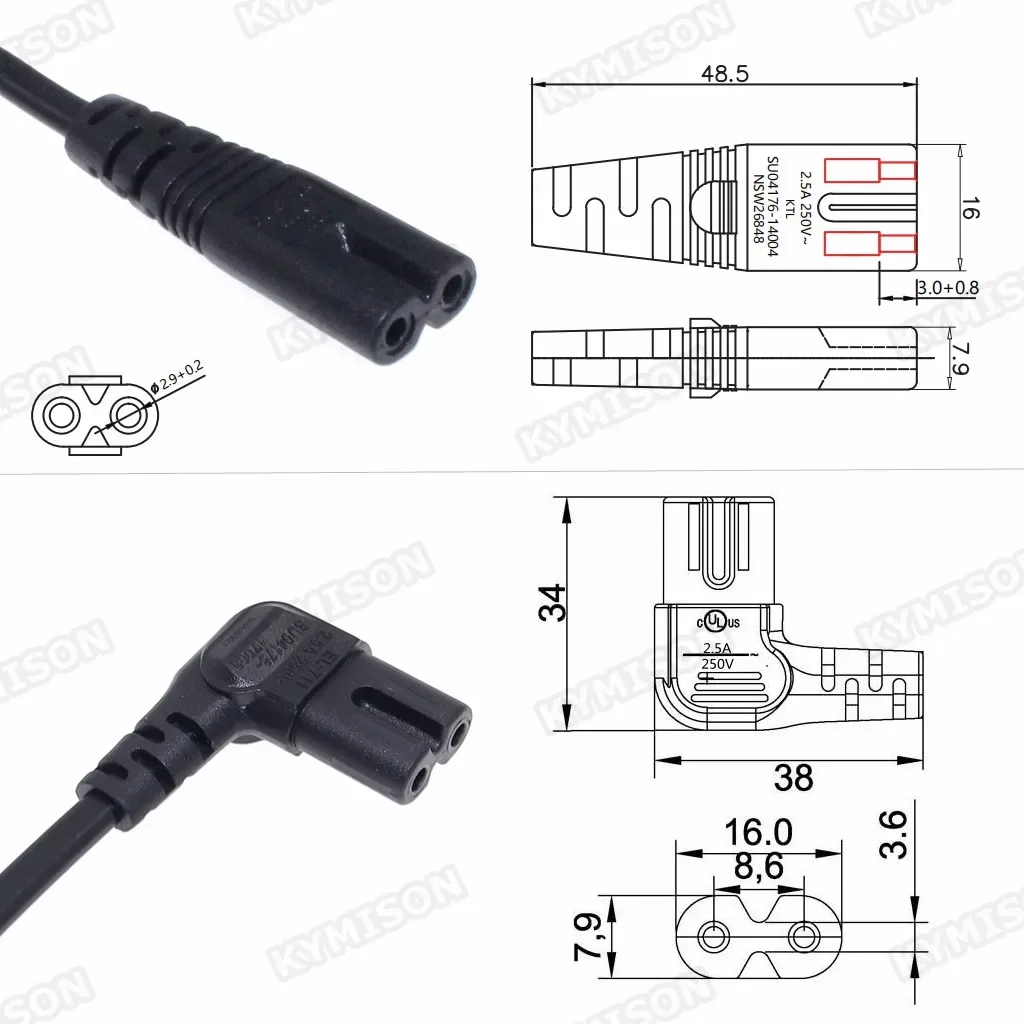 Cable de alimentación de CA UE a IEC 320C C7 Schuko CEE7/16 a C7 Firgure 8 cable de alimentación para Samsung Philips Sony LED TV 3m/5m - imagen 2