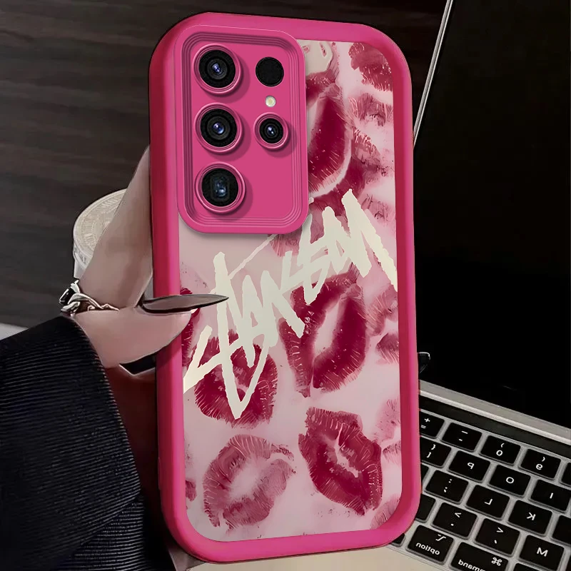 Funda de labios rojos chica Sexy para Samsung Galaxy S24 S23 S22 S21 Ultra Plus FE A54 A34 A14 A73 A53 A33 5G funda de silicona suave mate - imagen 4