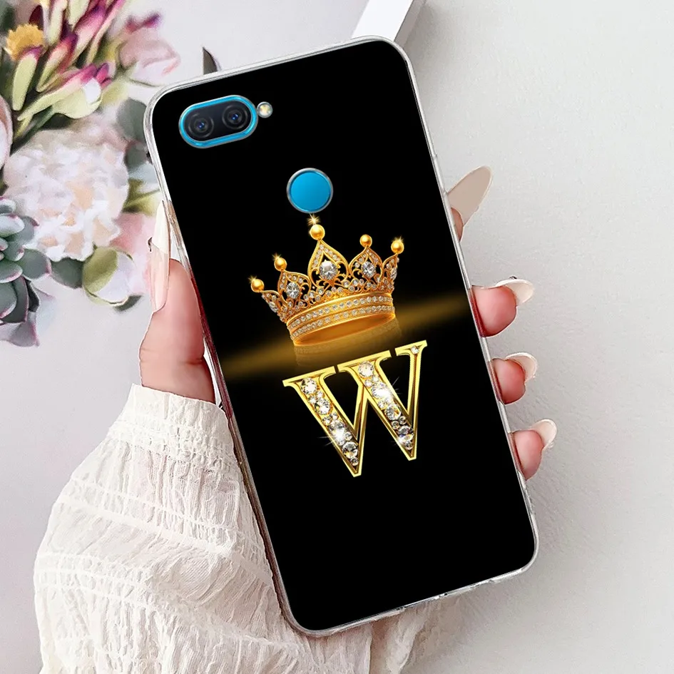 Para OPPO A5S AX5S A7 AX7 funda con letras de moda corona funda protectora trasera de silicona suave para OPPO A12 CPH2083 CPH2077 carcasa de teléfono - imagen 3