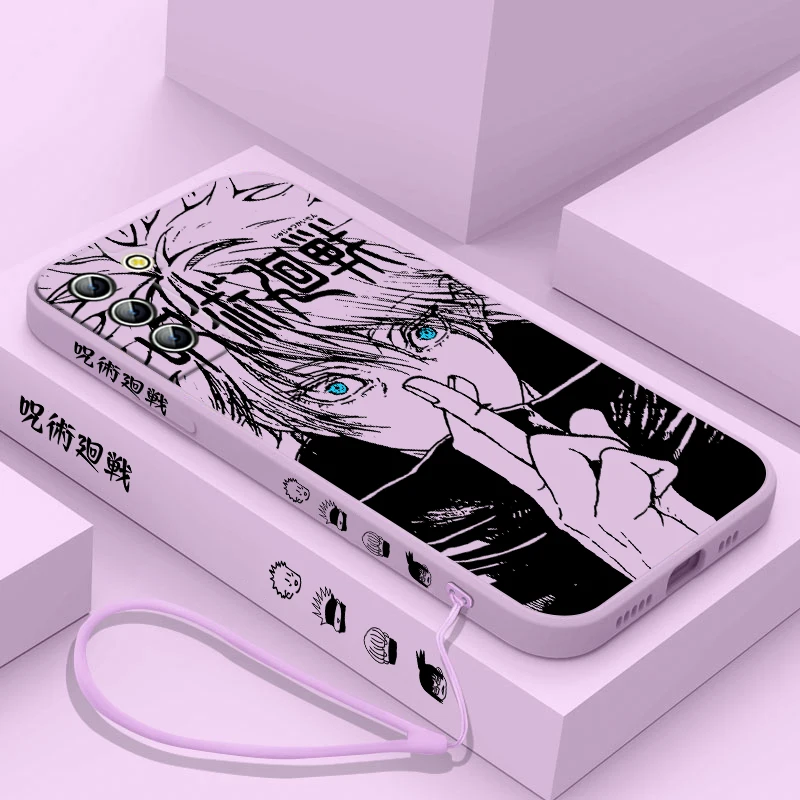 Jujutsu Kaisen Gojo Anime Phone Case para Samsung Galaxy S24 S23 S22 S21 S20 Pro FE Plus Ultra Liquid Left Rope Cover - imagen 5