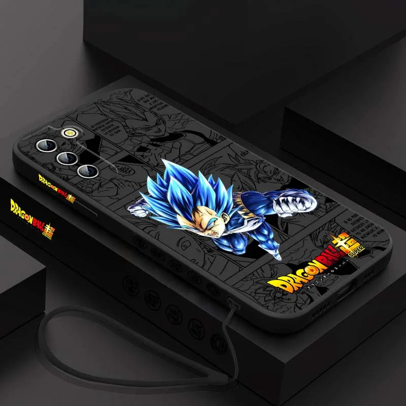 D-Dragon Ball Comic Vegeta para Samsung Galaxy S25 S24 S23 S22 S21 S10 FE Plus Ultra 5G cubierta de la caja del teléfono de la cuerda izquierda líquida - imagen 3