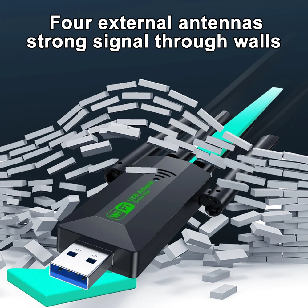 Kebidumei 4 antenas 1200Mbps WiFi USB 3,0 adaptador 2,4G/5GHZ WiFi de doble banda Dongle tarjeta de red inalámbrica 802.11AX para Win 10/11 - imagen 4