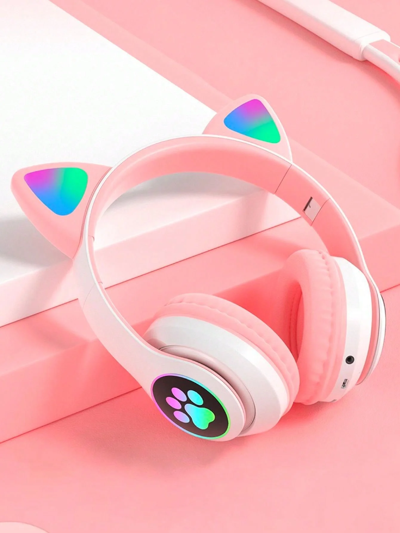 Auriculares inalámbricos para juegos, audífonos de largo alcance, baja latencia, con luz de Pata de Gato y Oreja de gato - imagen 4