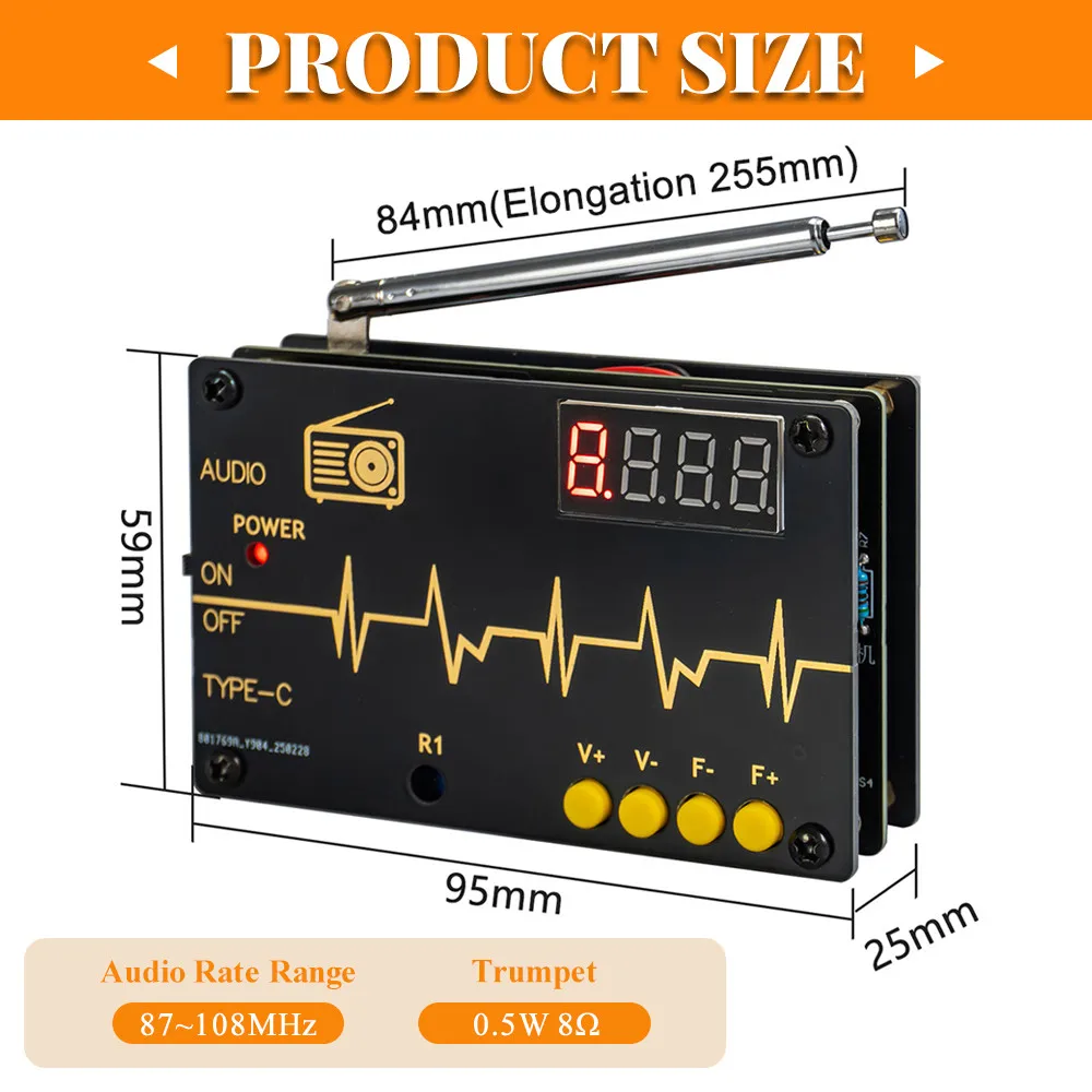 Kit electrónico DIY Radio FM RDA5807M 87-180MHz con pantalla de tubo Digital STC15 MCU proyectos electrónicos Kit de práctica de soldadura - imagen 2