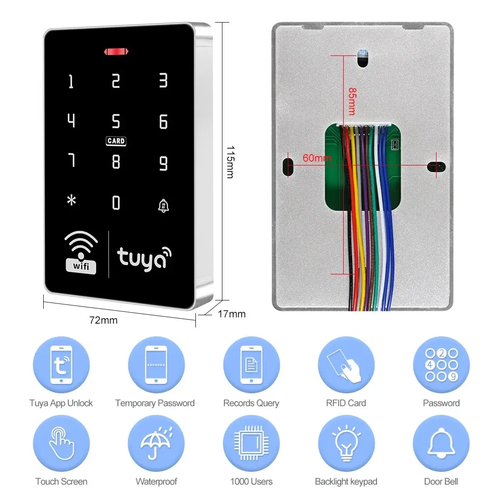 5YOA S10W Tuya Control de acceso aplicación remota cerradura de puerta inteligente IP68 impermeable teclado sin llave WIFI independiente EM tarjeta RFID entrada de puerta - imagen 2