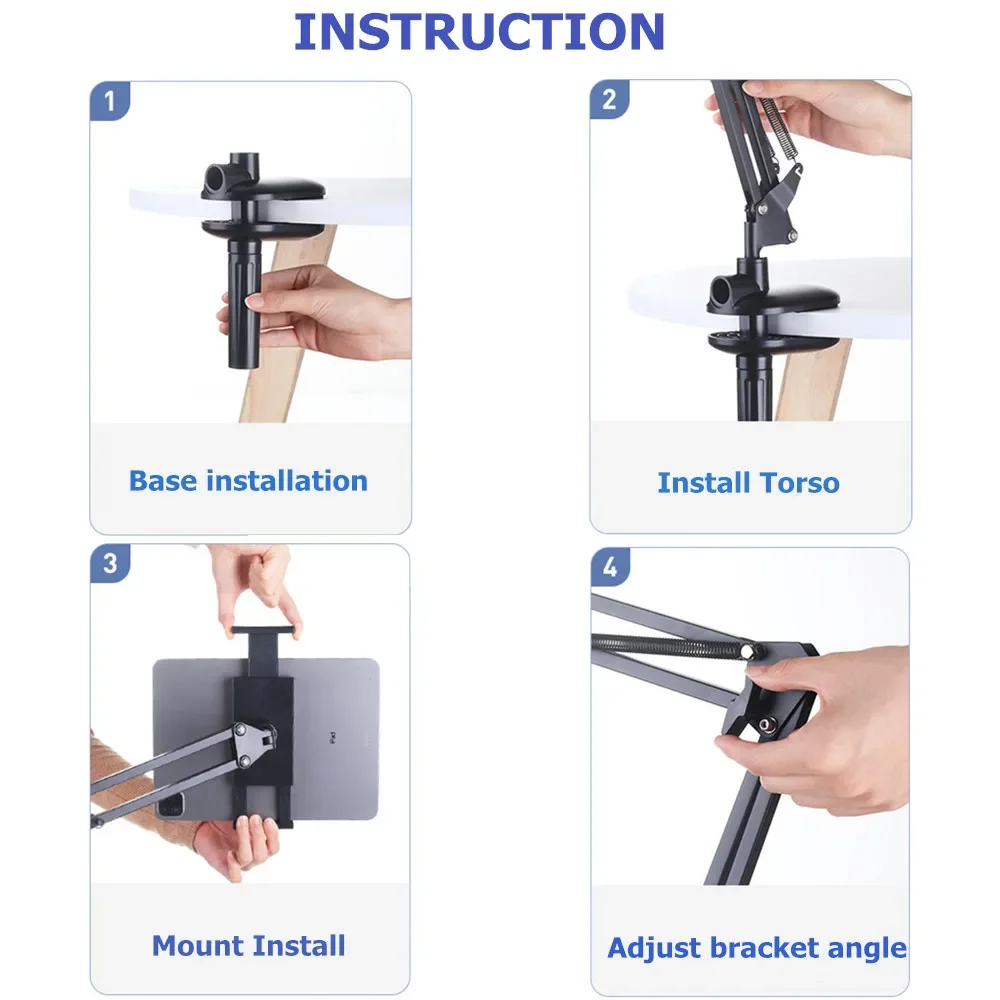 Soporte de Metal para tableta y teléfono Xiaomi Lenovo Samsung S7 Plus iPad Pro 12,9, soporte ajustable para teléfono de 4 a 13 pulgadas - imagen 5