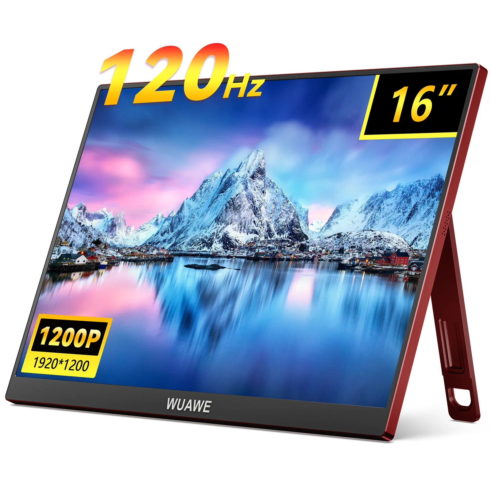 2024 nuevo diseño 16 pulgadas 120hz Monitor de juego portátil para ordenador portátil, WUAWE 1200P LCD colorido FHD ordenador segunda pantalla externa