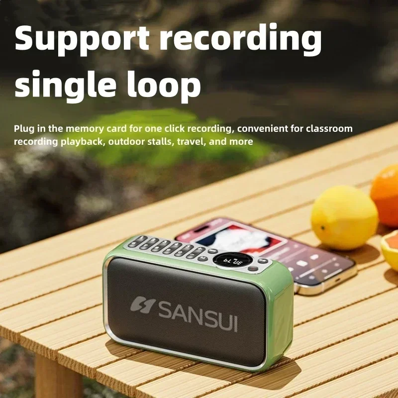 SANSUI F35 Radio FM altavoz inalámbrico Bluetooth multifunción Mini caja de sonido portátil para exteriores calidad de sonido HiFi con tarjeta TF USB - imagen 4
