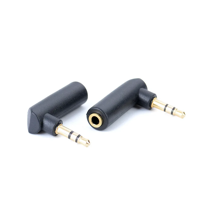Conector chapado en oro, Conector de ángulo recto hembra a 3,5mm, 3 polos, macho, Audio estéreo, conector adaptador en forma de L, 1 ud.