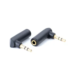 Conector chapado en oro, Conector de ángulo recto hembra a 3,5mm, 3 polos, macho, Audio estéreo, conector adaptador en forma de L, 1 ud.