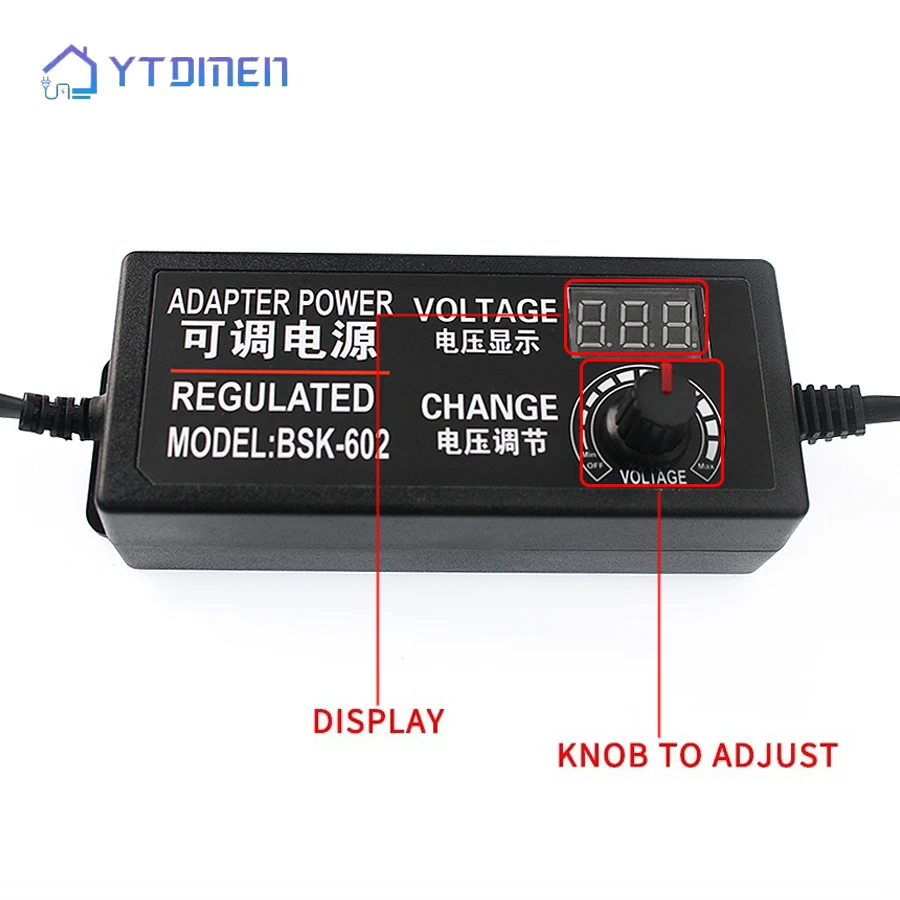 Fuente de alimentación ajustable, adaptador AC DC 3V-12V 3V-24V 9V-24V con pantalla de visualización, transformador de iluminación LED, adaptador 12V 24V 2A 3A 5A