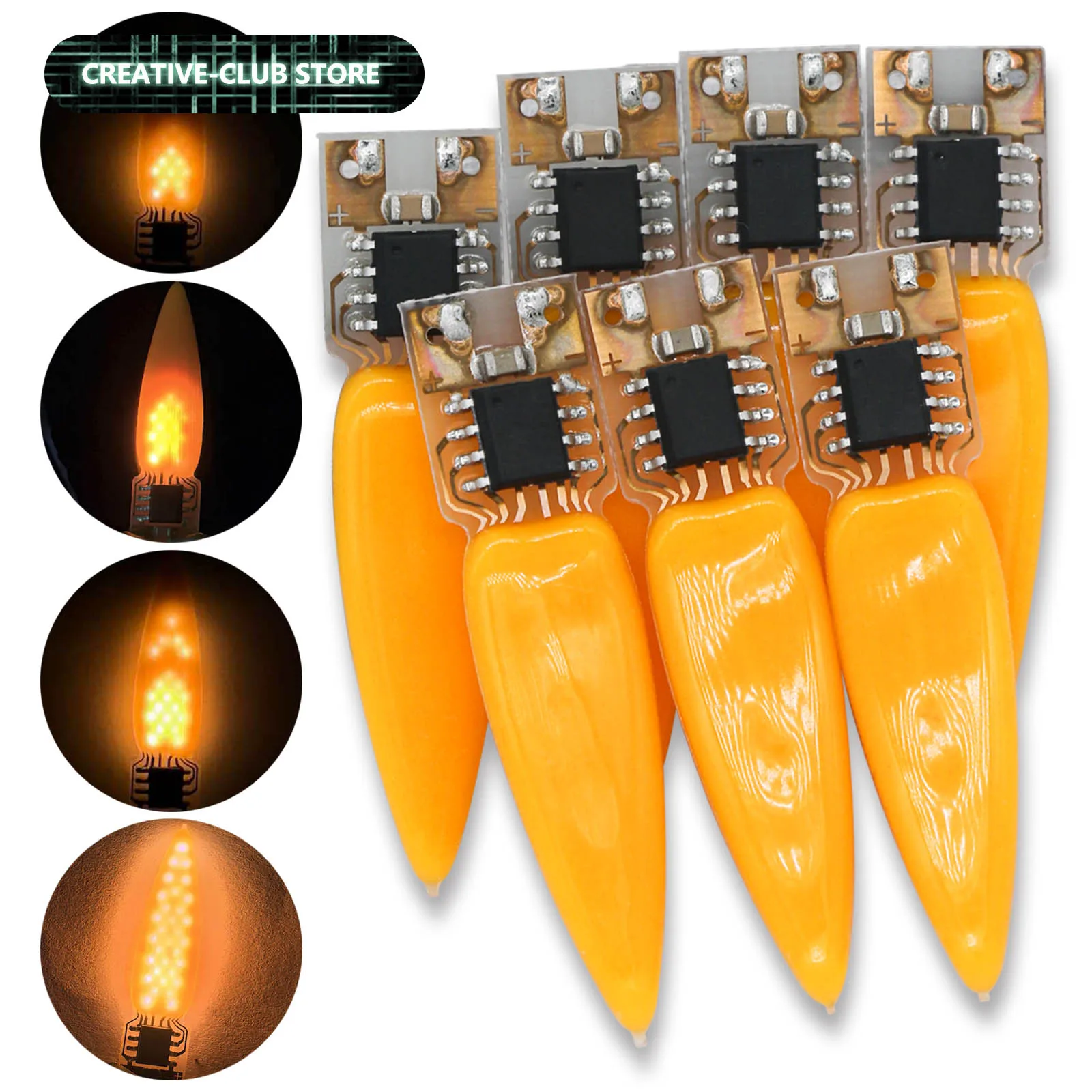 Mecha LED de llama de fuego DC 3V para velas LED DIY parpadeante + siempre encendido 2 modos 1800K batería vela accesorios de luz