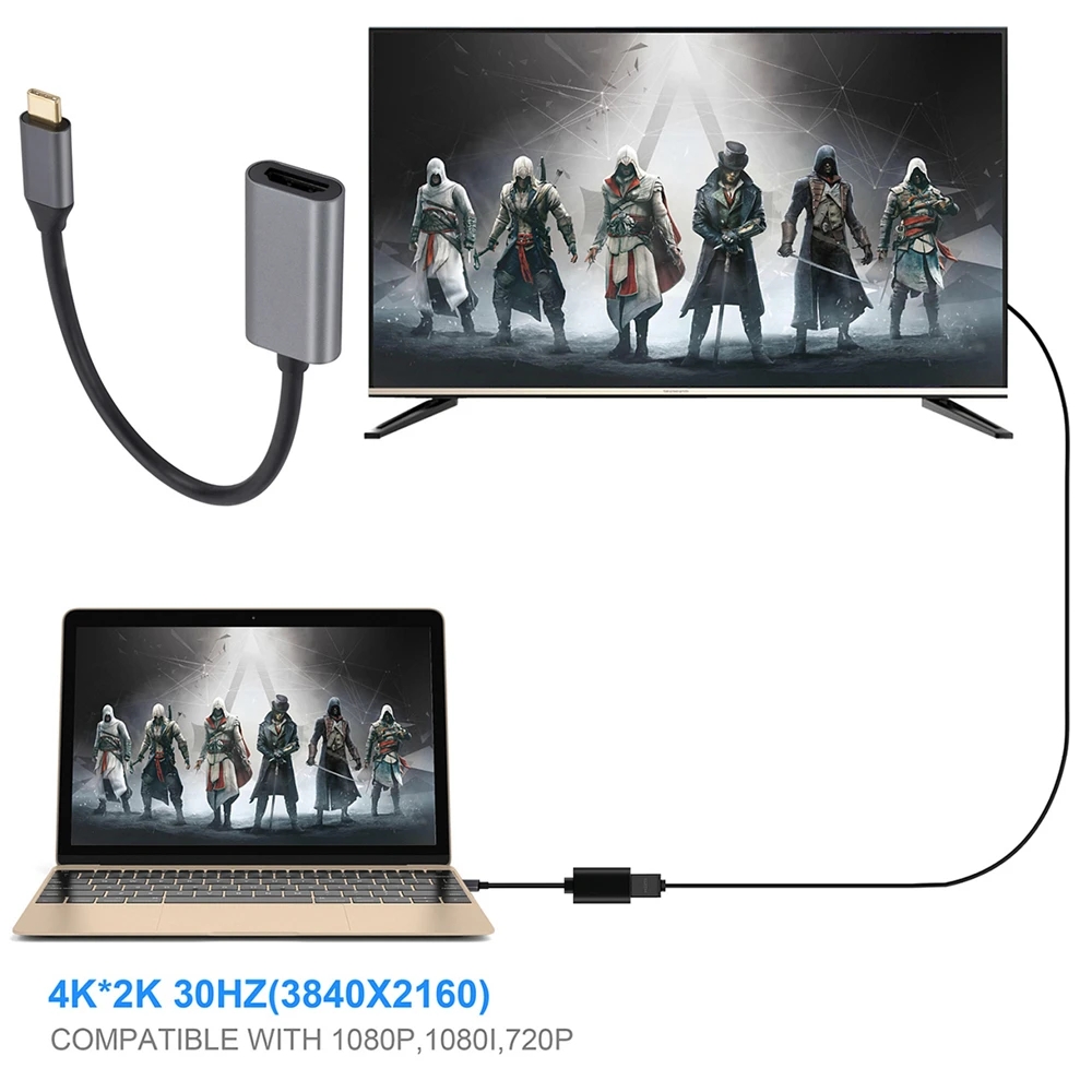 Adaptador USB C a 4K UHD (modo DP Alt tipo C) a Cable convertidor de pantalla compatible con HDMI para tableta y teléfono portátil Thunderbolt 4 - imagen 2