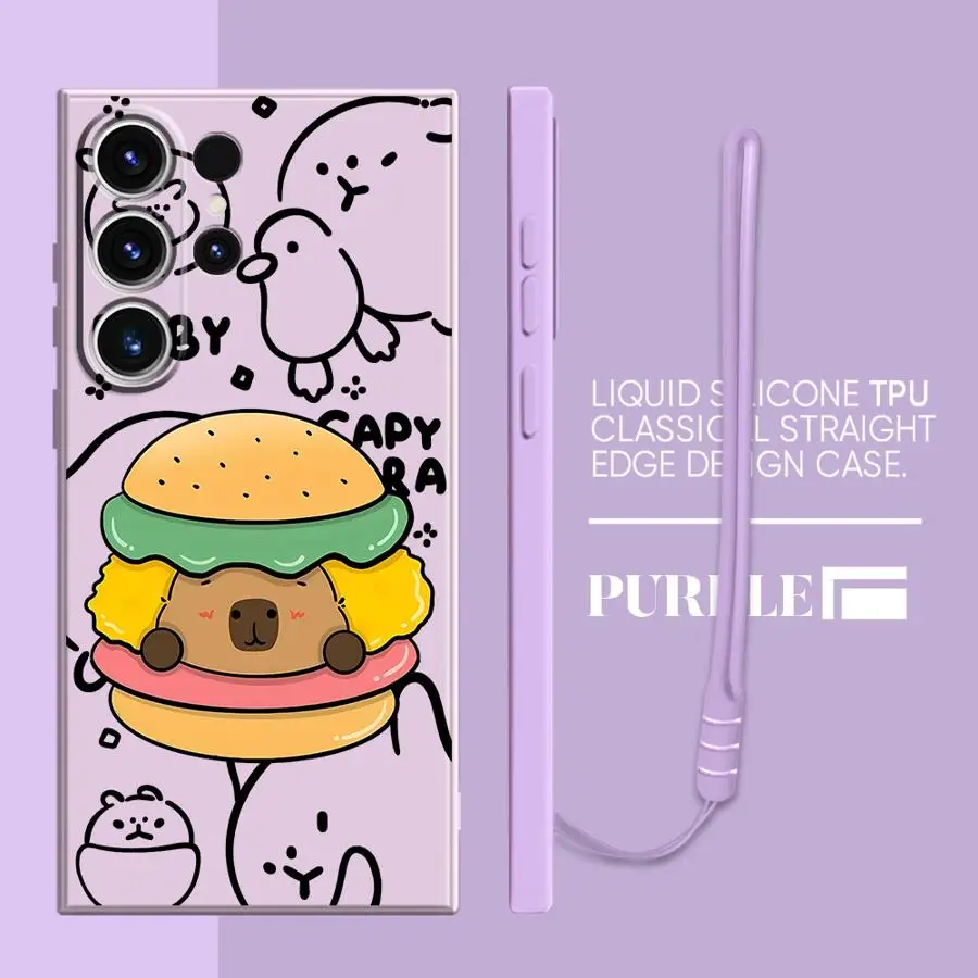 Funda de teléfono suave para Samsung Galaxy Note 20 10 Ultra S23 S20 S21 Plus S22 Ultra S24 FE S25 Edge dibujos animados pareja hamburguesa - imagen 2