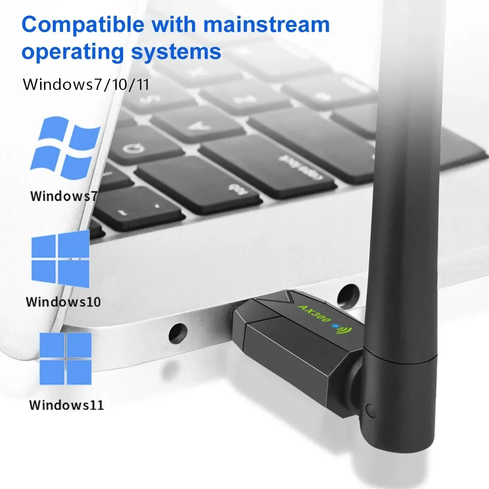 Adaptador USB WiFi 6 de 300Mbps, tarjeta de red WiFi inalámbrica de 2,4 GHz, antena 5BDI, Dongle Wifi 6 USB para PC, portátil, controlador Win10/11 gratis - imagen 2