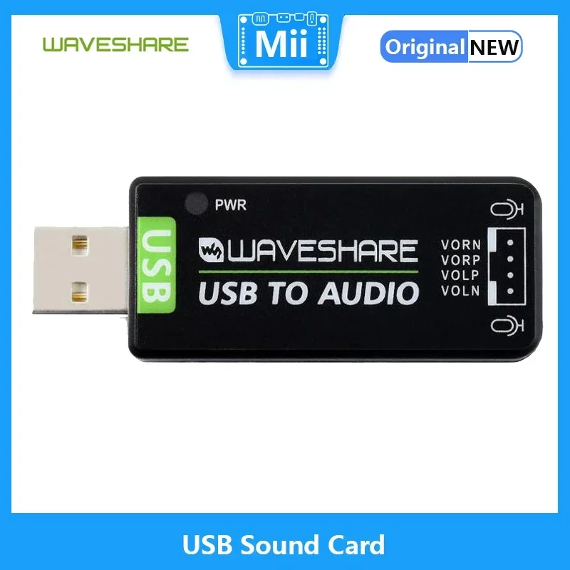Tarjeta de sonido USB Waveshare, módulo de audio USB, sin controlador, convertidor de audio externo para Raspberry Pi / Jetson Nano