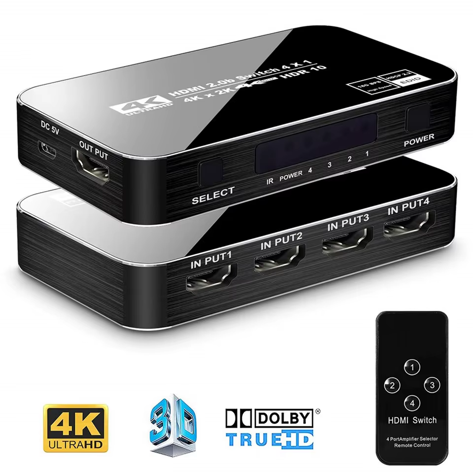 Conmutador HDMI 4K 4 Entradas 1 Salida Selector TV Consolas - imagen 3