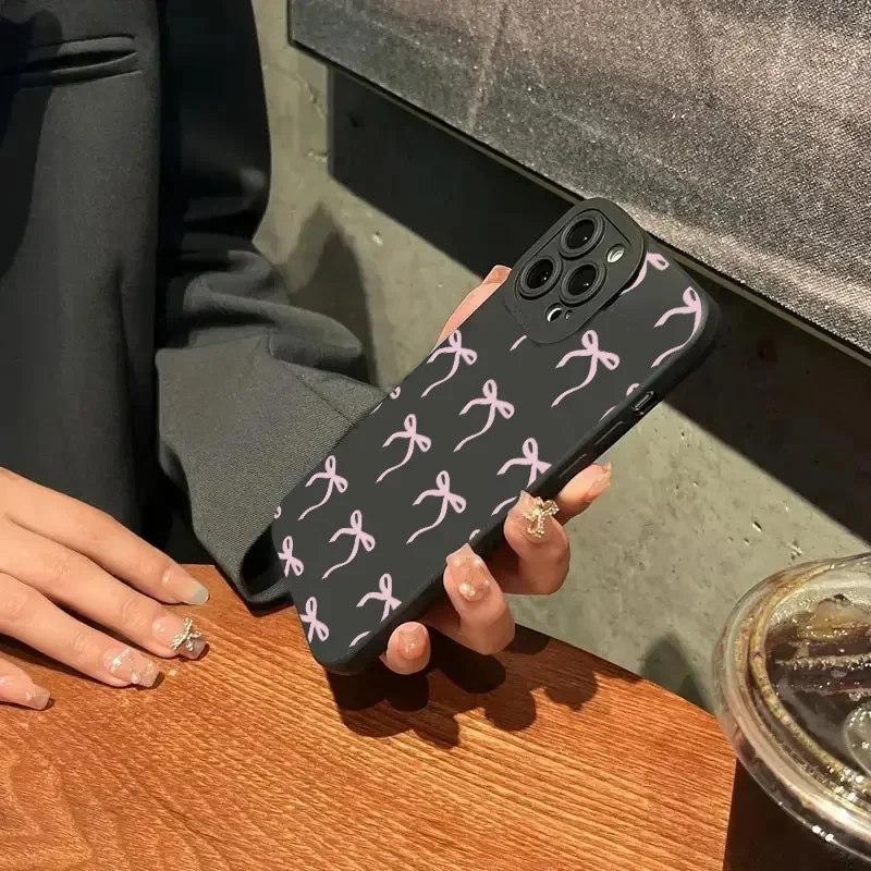 Funda de teléfono con estampado de lazo rosa para iPhone 16 Pro Max 15 14 13 12 11 XS X XR 7 8 Plus SE 2020 2022, funda de silicona TPU suave a prueba de golpes - imagen 5