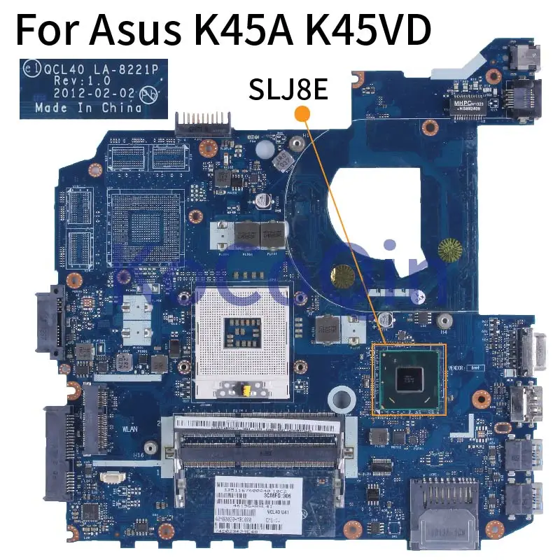 Placa base para ordenador portátil ASUS K45A, K45VD, A45V, K45VM, K45VS, A85V, 60NB0020, QCL40, 8221P, SLJ8E, DDR3, LA-8221P - imagen 2