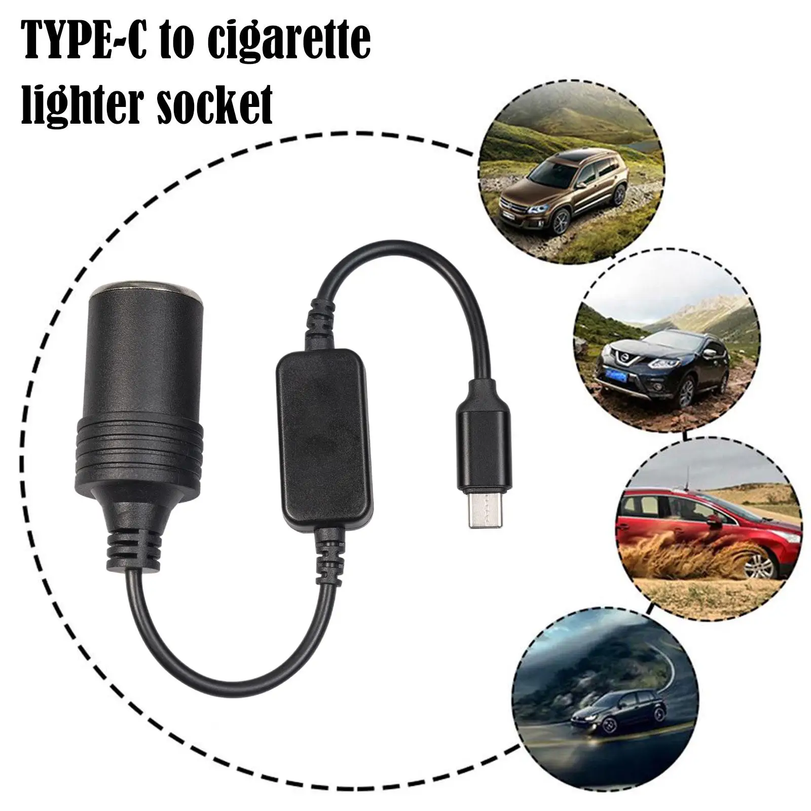 Tipo C 5V a 12V enchufe de encendedor de cigarrillos de coche Cable adaptador convertidor hembra adecuado para adaptador de corriente de refuerzo de coche B6 - imagen 4