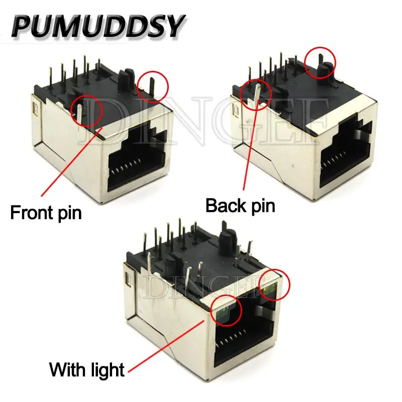 RJ45 59 conector Jack de placa de ángulo recto PCB hembra de Metal 8P8C enchufe de cabeza de cristal interfaz de red de 21mm cuerpos largos - imagen 3