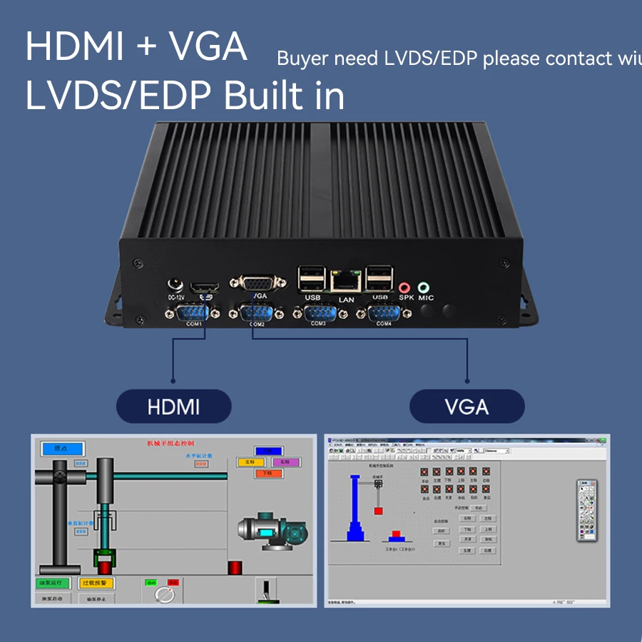 XCY X26G Mini PC industrial compatible con Windows XP/7/8/10 Linux Intel i5-3317U 1037U 4x COM RS232 8x USB HDMI VGA Mini PCIE LVDS - imagen 5