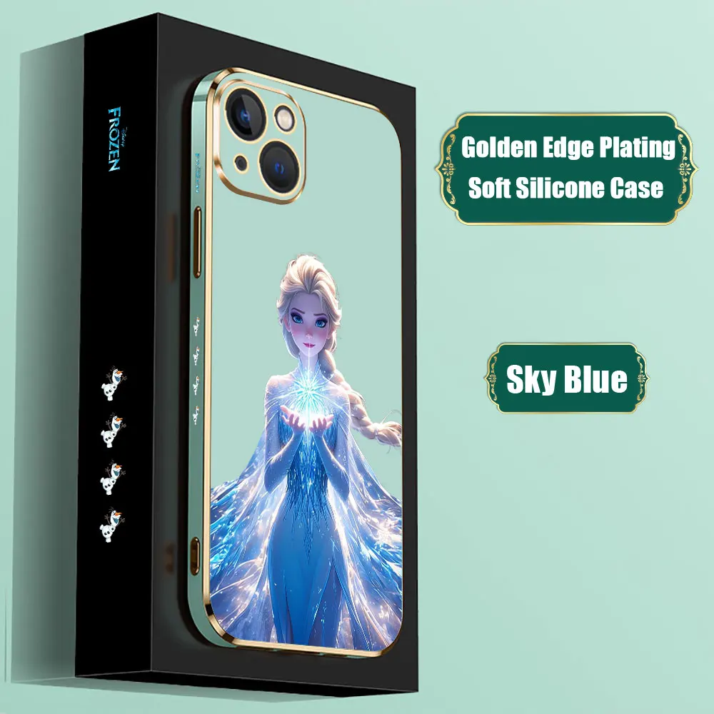 Funda de princesa Elsa de Frozen de Disney para iPhone, 15, 14 Pro Max, 13, 12 Mini, 11, 7, 8 Pro, XSMax, X, XR, SE, Funda de teléfono chapada de lujo - imagen 4
