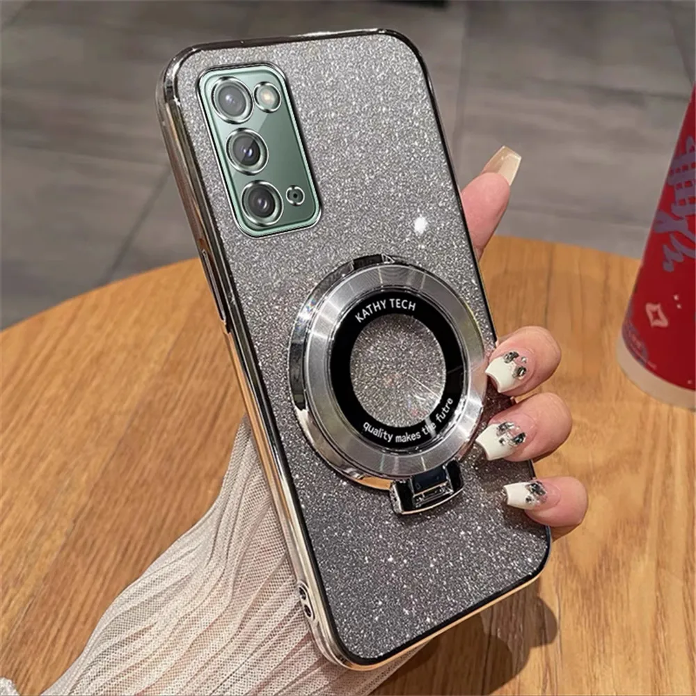 Funda con purpurina suave para Samsung Galaxy Note 20 Ultra, funda con soporte magnético para teléfono móvil Samsung Galaxy Note 20 Ultra 10 Plus 9 - imagen 3