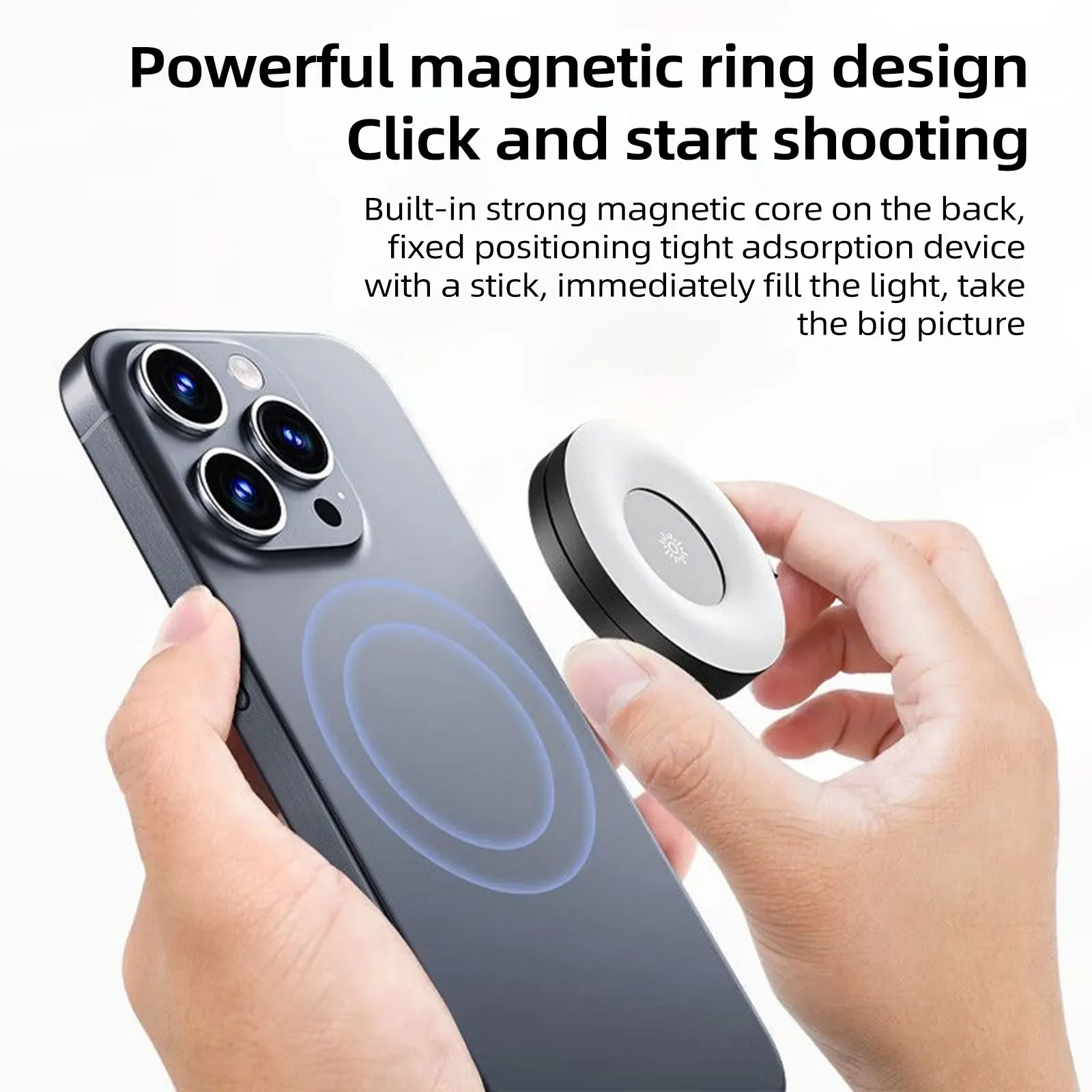 Mini anillo de luz magnético de bolsillo para Iphone/android 2500K-9000K luz de relleno regulable luz de Selfie portátil para Vlogging - imagen 5