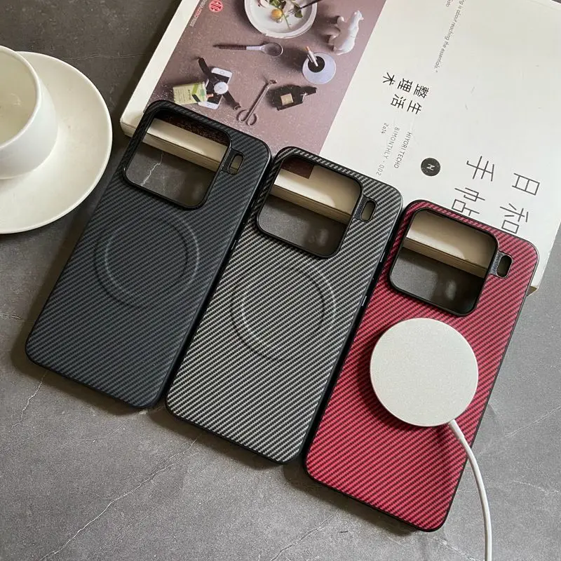 Para Xiaomi Mi 15 Pro funda de silicona suave de fibra de carbono funda protectora trasera magnética para Xiaomi Mi 14T Pro Mi 14 Ultra Shell