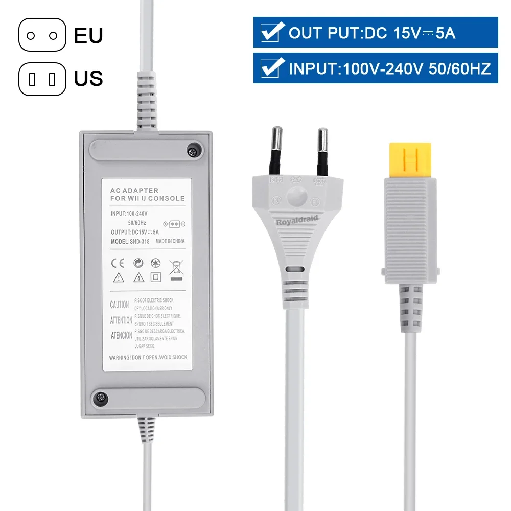 Nuevo para Nintendo Wii U WiiU juego Consol adaptador 100-240V 15V 5A fuente de alimentación de pared para el hogar adaptador de cargador de CA enchufe UE EE. UU. de alta calidad - imagen 4