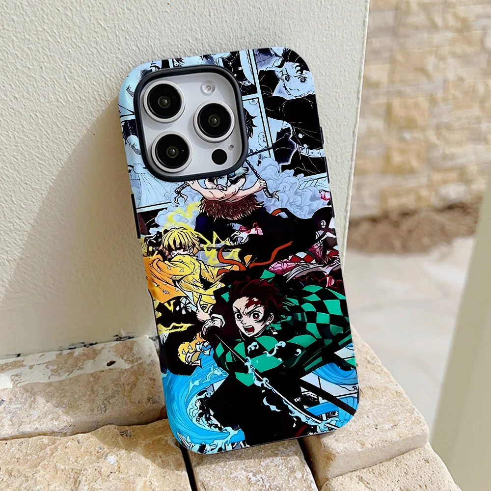 Funda de teléfono Anime Demon Slayer para iPhone 16, 15, 14, 13, 12, 11 Pro Max Plus, funda trasera magnética de lujo de doble capa - imagen 5