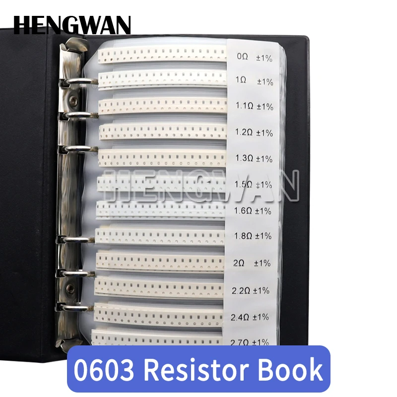 4250 Uds 8500 Uds 8850 Uds 0201 0402 0603 0805 1206 1% resistencia de Chip SMD libro de muestra resistencia Kit surtido 10K 100K 1K 100R 220R - imagen 4