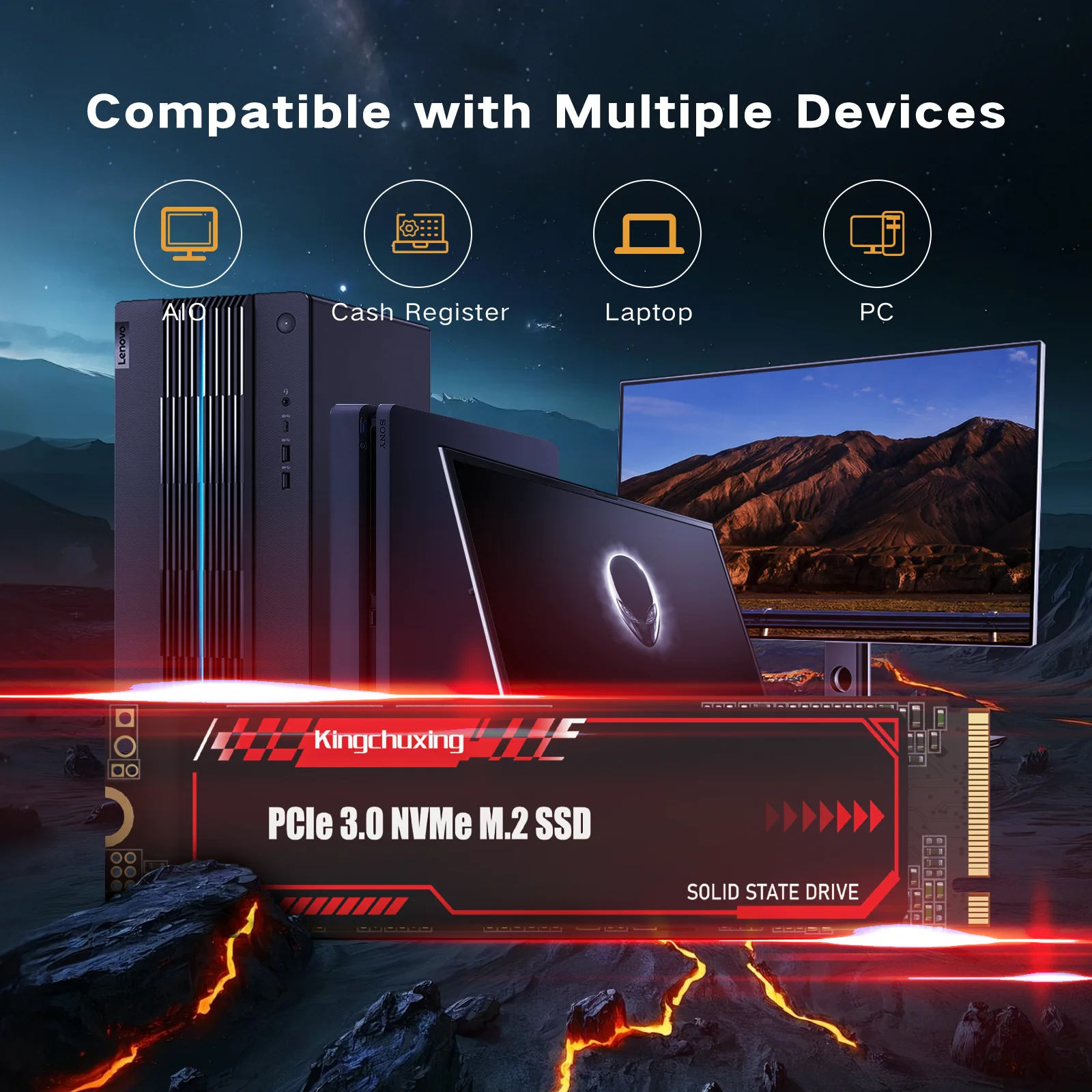 Kingchuxing NVMe M.2 PCIe3.0 SSD Gen3x4 M.2 2280 Unidad de estado sólido interna para computadoras portátiles y de sobremesa - imagen 4