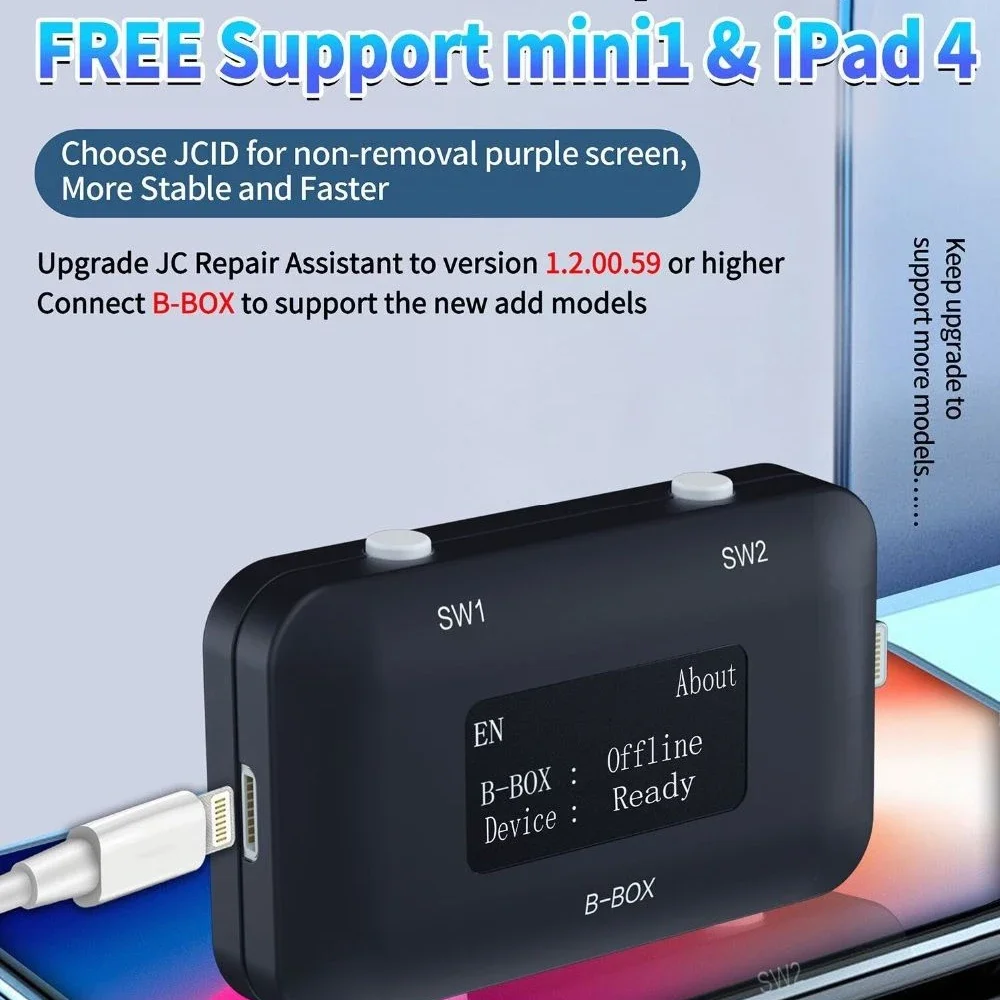 JC JCID B BOX /B BOX Pro DFU Box, ventana, Cable DCSD, IOS, A7-A11, una tecla, modo púrpura, IPhone, IPad, modificar NAND Syscfg, lectura de datos y escritura - imagen 3