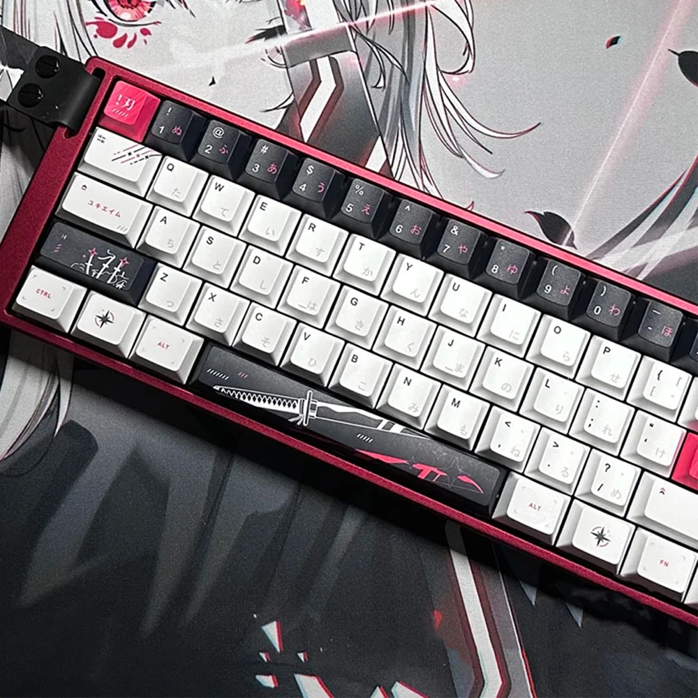 131 teclas Yuki Aim Anime Keycaps dibujos animados PBT Keycap Cherry Dye-sub Keycaps Japón tapa de llave para tapas de teclado mecánico