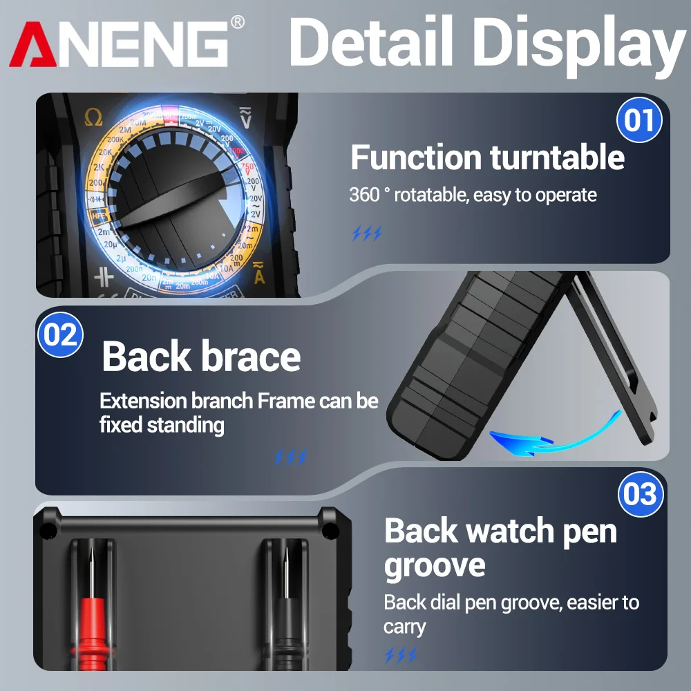 ANENG multímetro Digital inteligente probador de triodo de voltaje automotriz SZ818 + BT173 9V/12V herramientas de detección de pantalla Digital de batería - imagen 4
