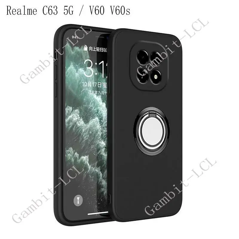 Soporte de anillo trasero para teléfono, funda de silicona suave, TPU, Original, a prueba de golpes, para Realme, C63, 5G, V60s, V60, RealmeV60, RMX3950 - imagen 2