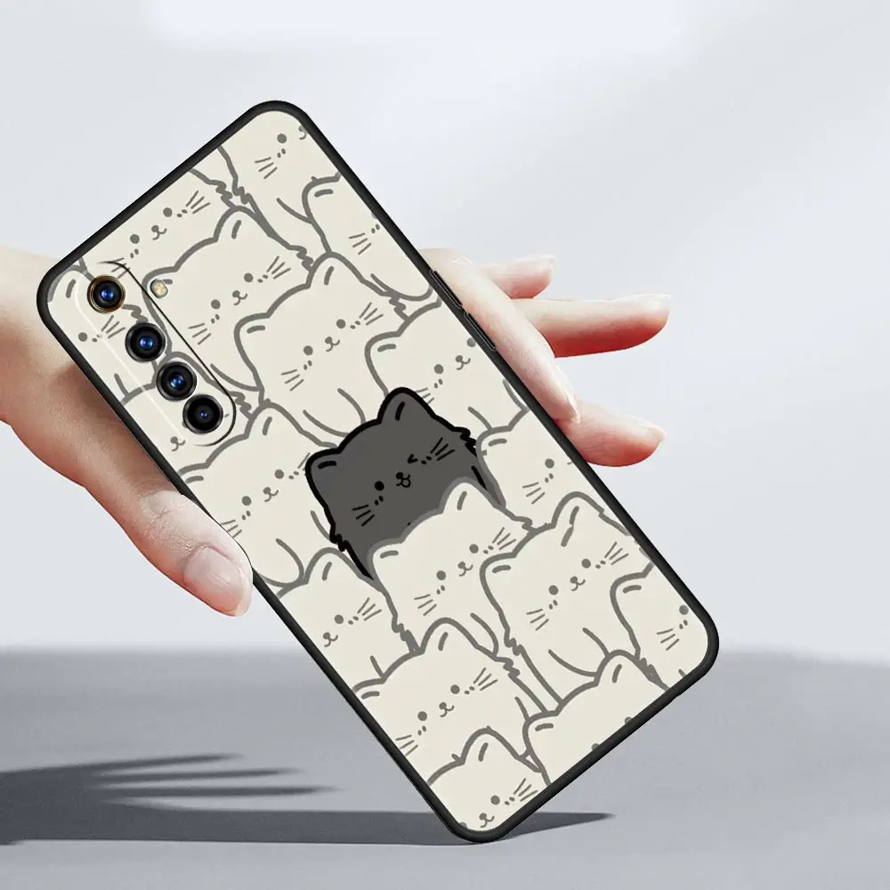 Lindo gato negro de dibujos animados para Realme GT Neo 2 3 3T 5 funda de teléfono 12 11 5G 10 9 8 5G 7 6 GT5 GT3 GT2 Pro C21 C11 C25 C35 - imagen 4