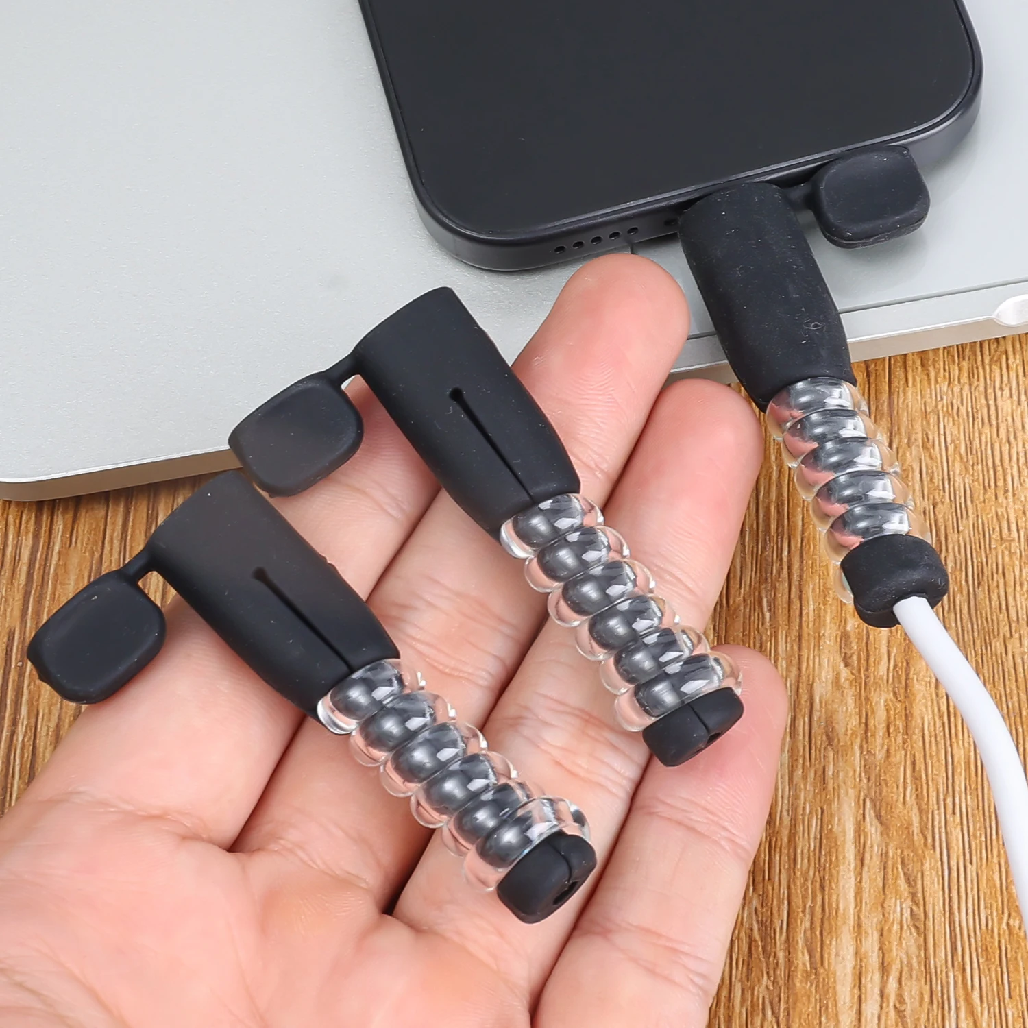 Cubierta protectora de silicona para Cable de datos antifractura para IOS/Android/doble tipo C, funda protectora de Cable de cargador universal, enrollador - imagen 2