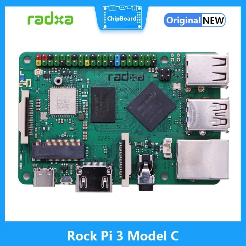 RADXA Rock Pi 3C RK3566 Placa Cortex A55 de cuatro núcleos 32 bits 3200 Mb/s LPDDR4 compatible con reemplazo Raspberry Pi - imagen 3